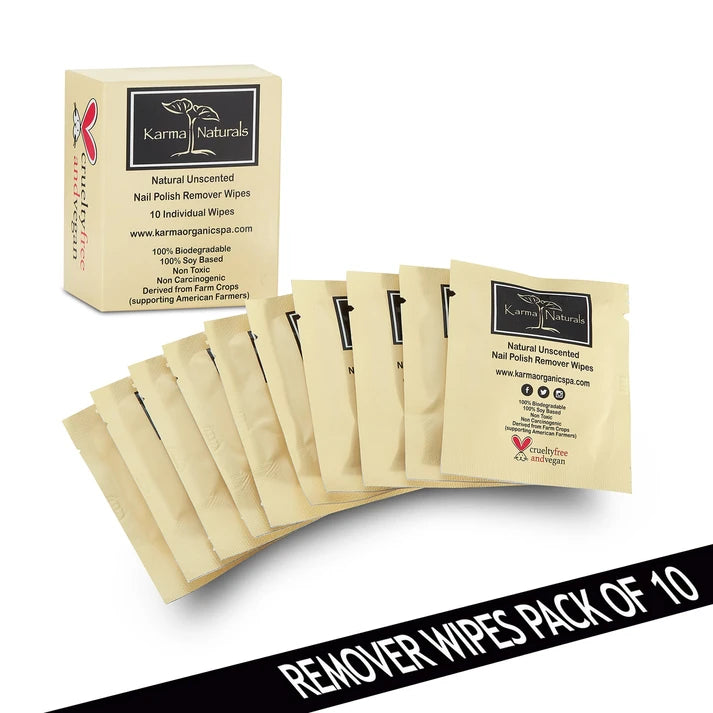 Karma Naturals Unscented Nail Polish Remover Wipes -1 Pack of 10 Individually