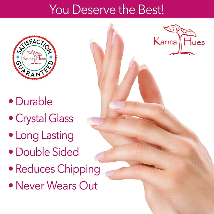 Karma Naturals Set of 2 Glass Nail Files; in Blue and Pink Velvet Pouches