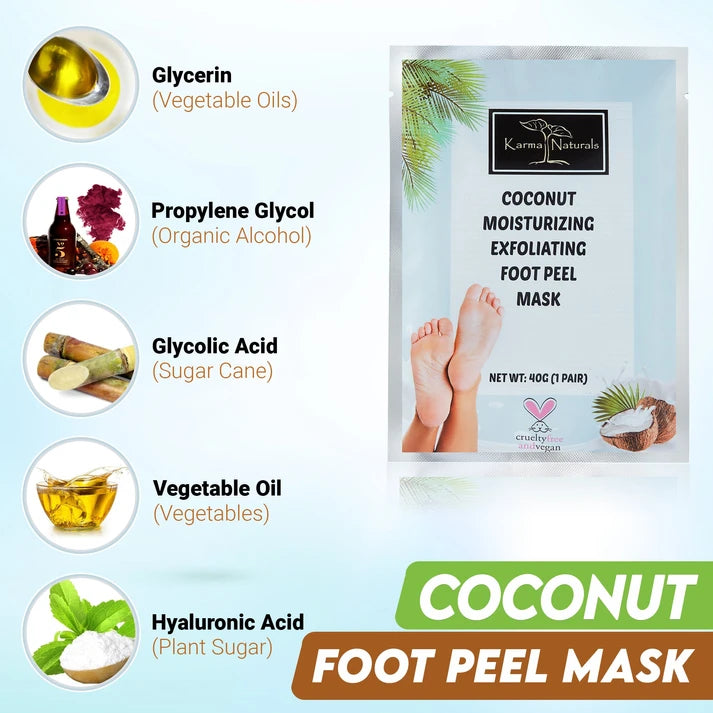 Karma Naturals coconut Foot Peel Mask - 2 Pack